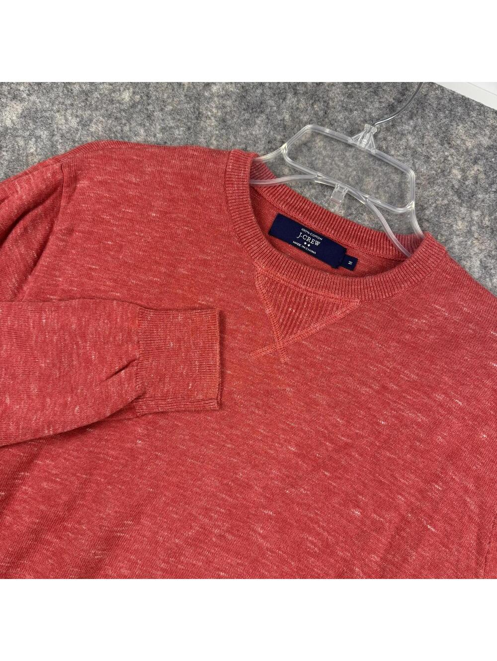 J. Crew Men’s Lightweight Sweatshirt Heather Red Medium Cotton EUC 796